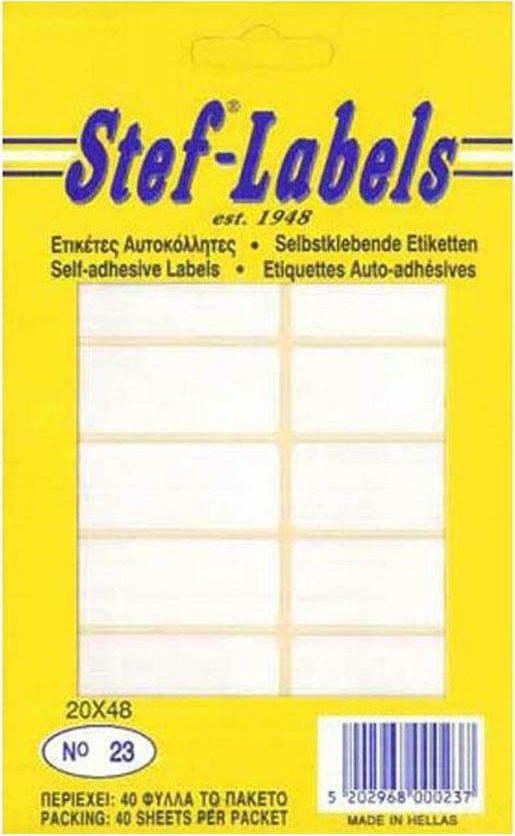 Ετικέτες αυτοκόλλητες Stef 48x20mm (πακέτο 40φυλ.) Νο23