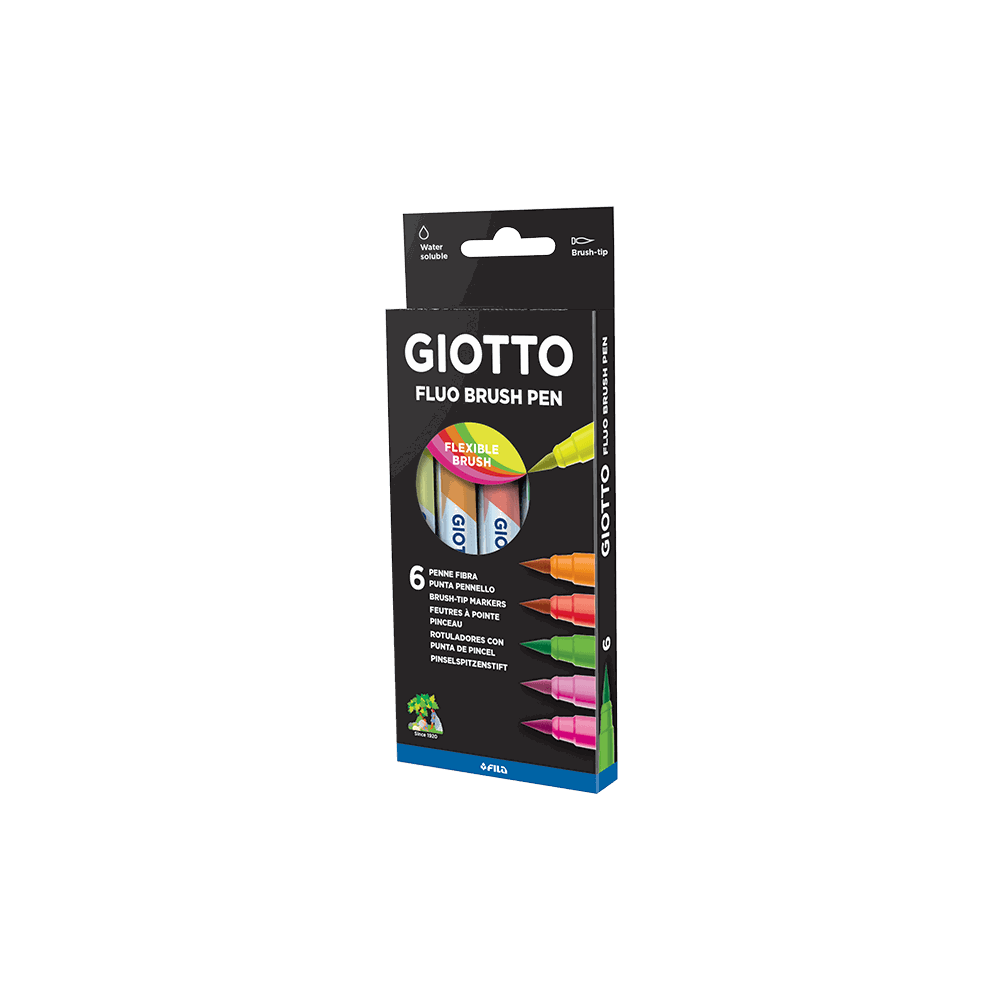 Μαρκαδόροι Brush Giotto Turbo Soft 6τεμ. Fluo