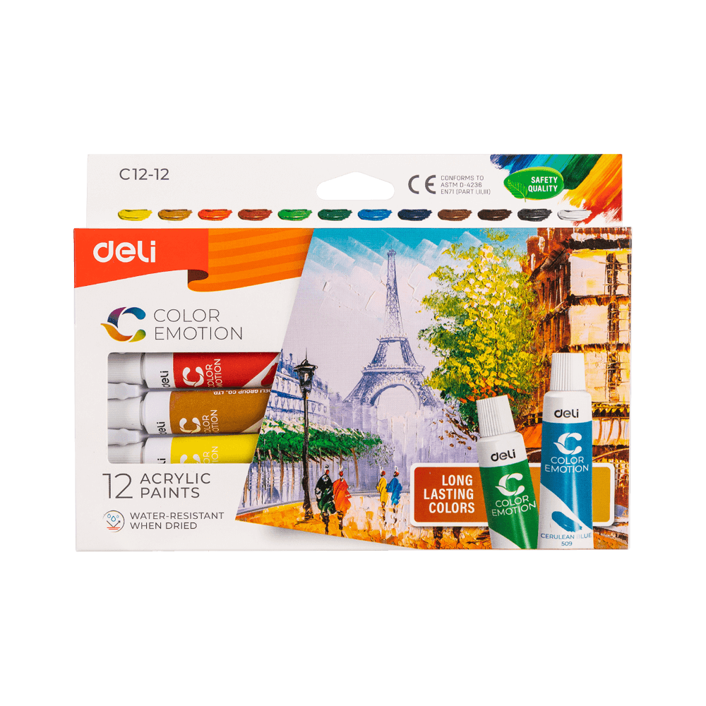 Ακρυλικά Deli Color Emotion 12τεμ x 12ml