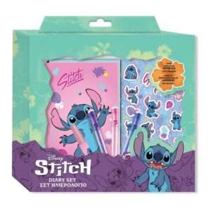 Ημερολόγιο Stitch με Κλειδαριά, Αυτοκόλλητα και Στυλό