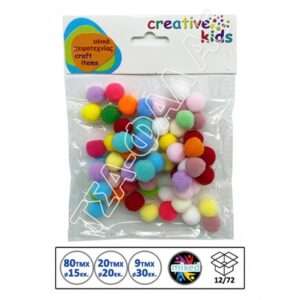 Πομ πομ 15mm 60τεμ. Πολύχρωμα