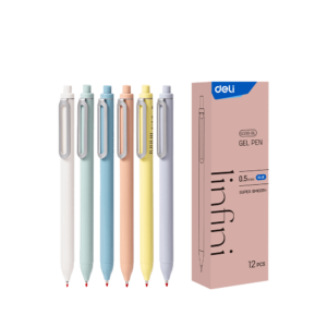 Στυλό Gel Κουμπί Deli 0.5mm Ασσορτί Μπλε Μελάνι