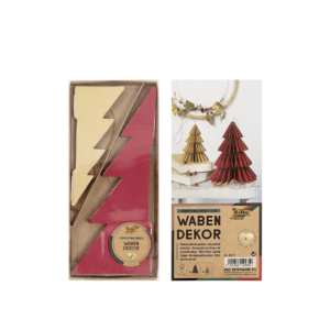 Χριστουγεννιάτικο Χάρτινο Δέντρο Σετ 2τεμ 20&13cm Κόκκινο/Μπεζ