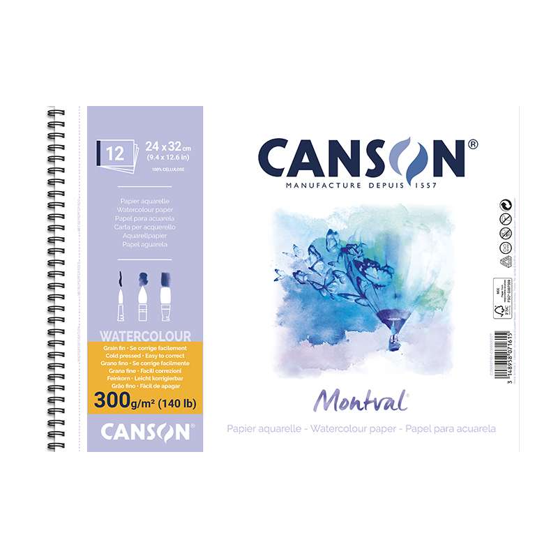 Μπλοκ Canson Montval Aqua SP. 24x32cm 300gr 12Φ Cold Press