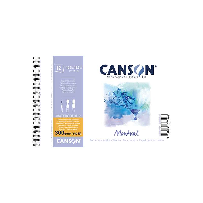Μπλοκ Canson Montval Aqua SP. 10x15cm 300gr 12Φ Cold Press
