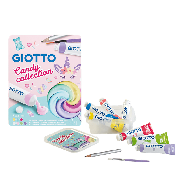 Τέμπερες Giotto 7 Χρώματα 21ml Με Μολύβι & Πινέλο Candy