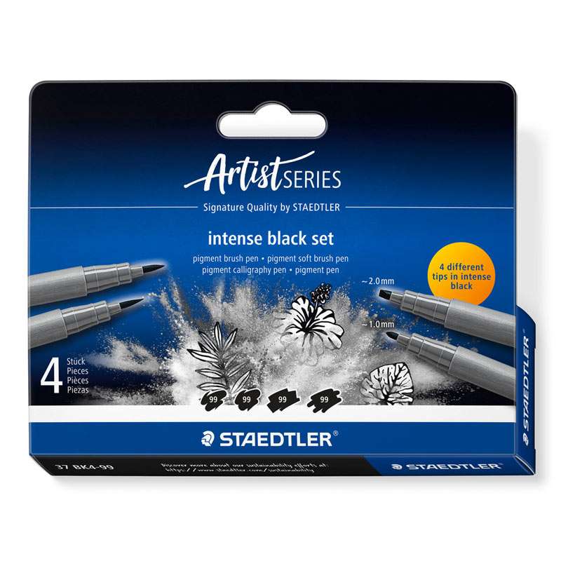 Μαρκαδόροι Pigment Arts Pens Σετ 4τεμ. Intense Black Staedtler